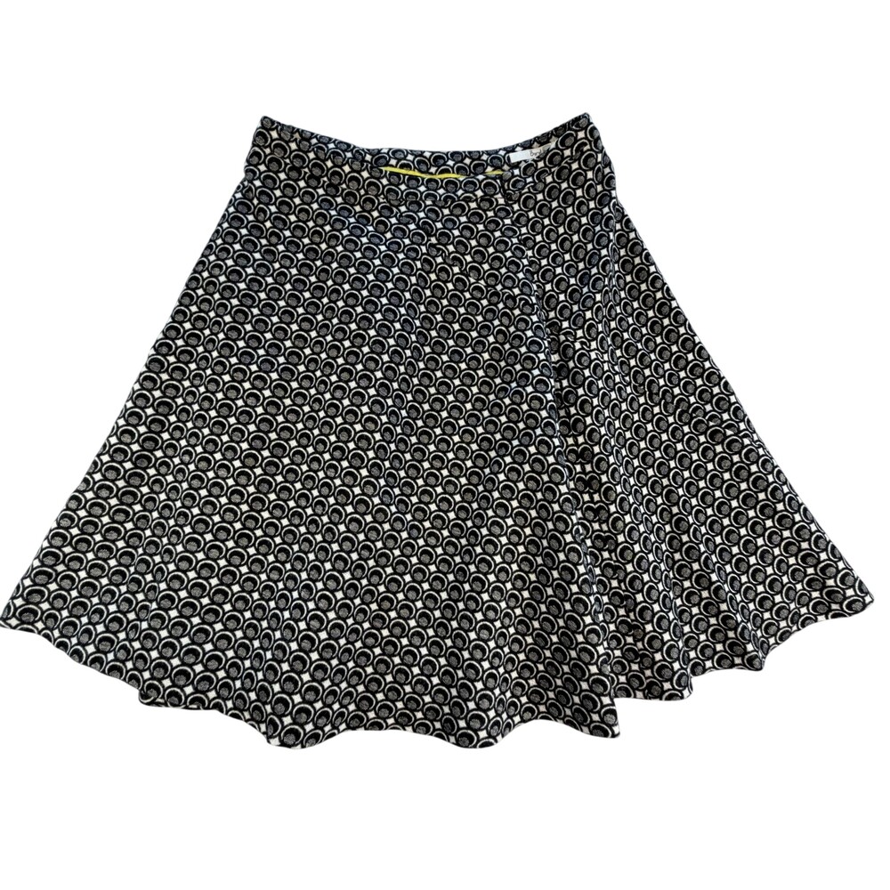 Boden Skirt Womens 4 Black Geometric Knit A-Line Knee Length Lined Wool Blend